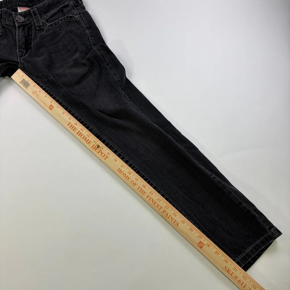 True Religion Ricky Straight Leg Jeans Mens 31 Black Faded Contrast Stitch USA